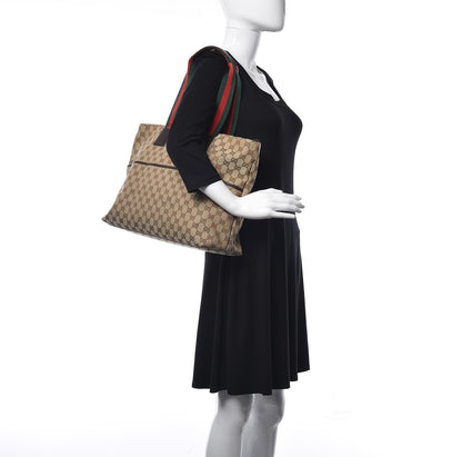 Gucci Monogram Web Large Diaper Tote Brown 2 of 14