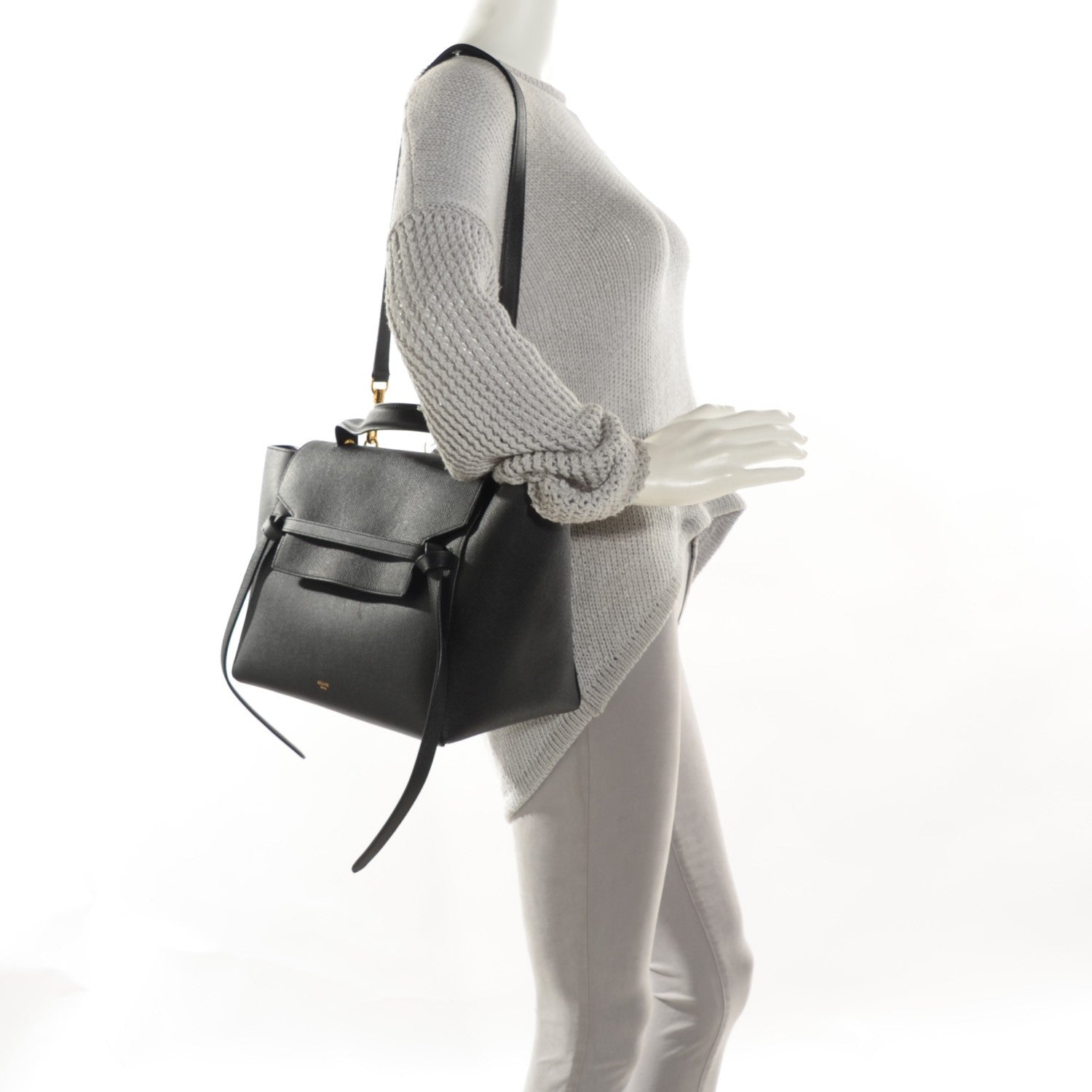 Celine Grained Calfskin Mini Belt Bag Black 2 of 9