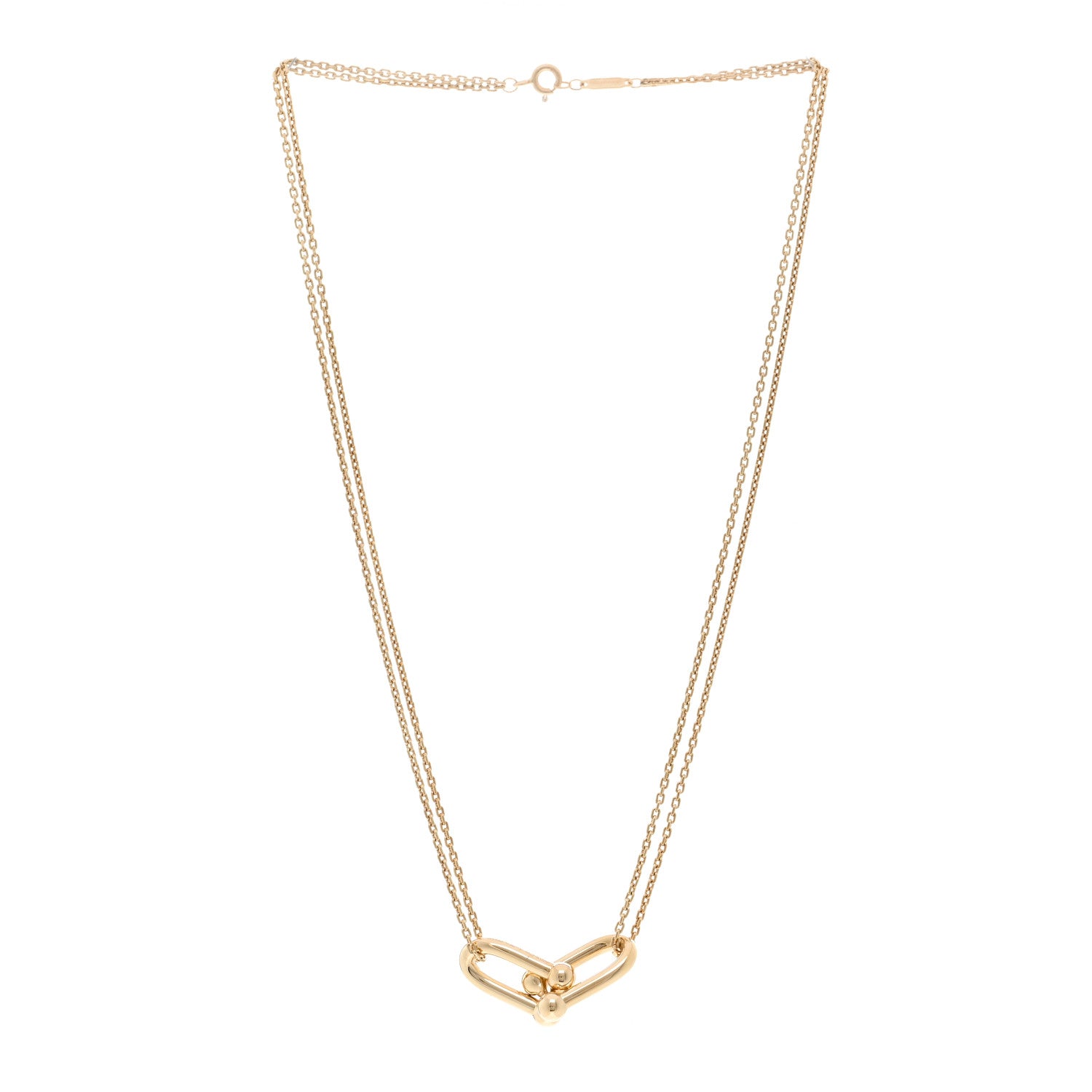 Tiffany 18K Yellow Gold HardWear Double Link Pendant Necklace 3 of 5