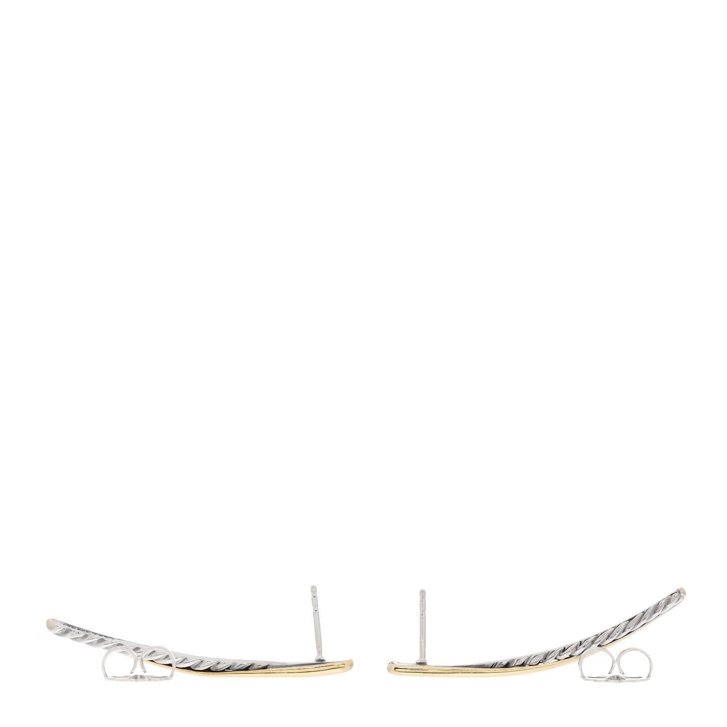 Sterling Silver 18K Yellow Gold  Crossover Line Bar Earrings