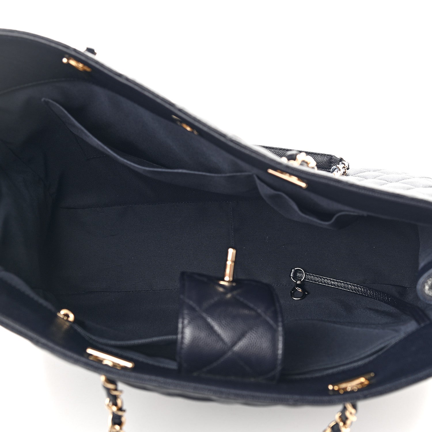 Chanel Caviar Quilted Large CC Shopping Tote Navy 4 of 8