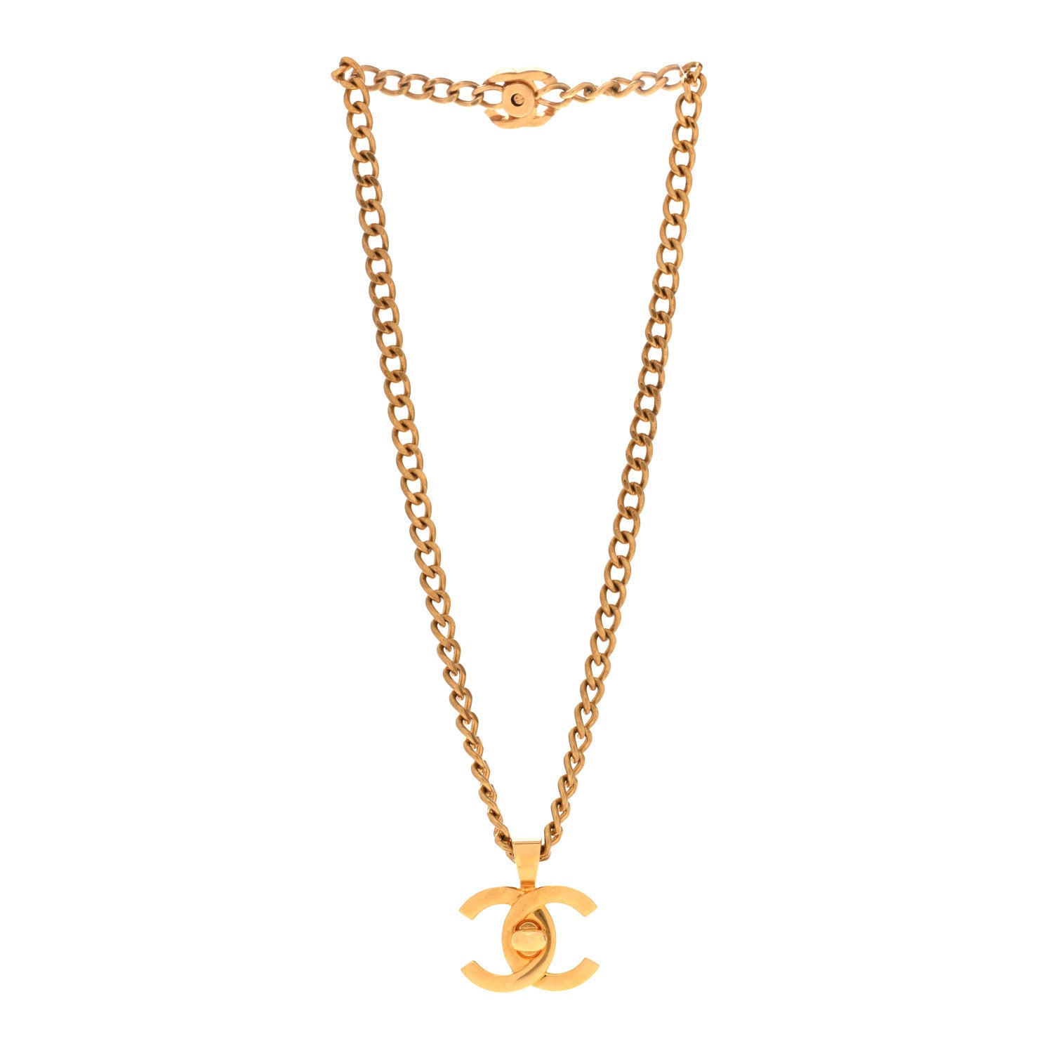 Chanel Quilted CC Pendant Chain Necklace Gold 3 of 7