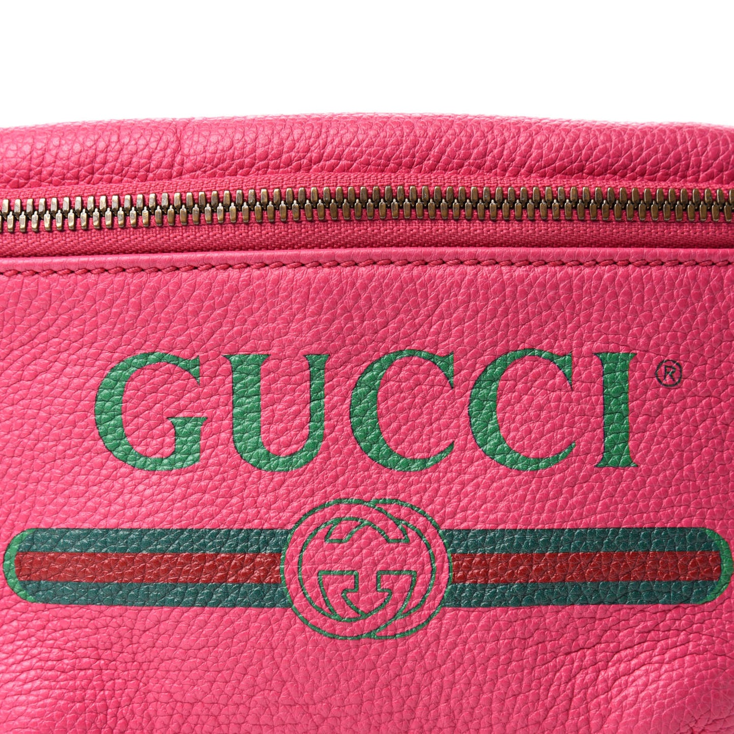 Grained Calfskin Small Logo Belt Bag Box Pink Green