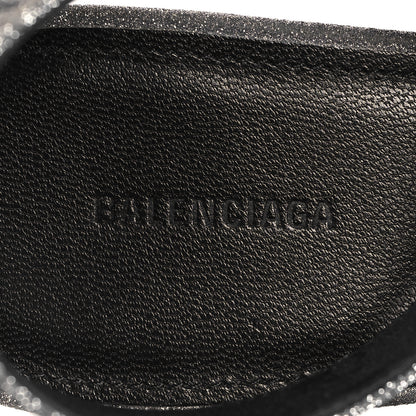Balenciaga Glitter Allover Logo Ankle Strap Round Heel 80mm Sandals 38 Silver Black 7 of 9