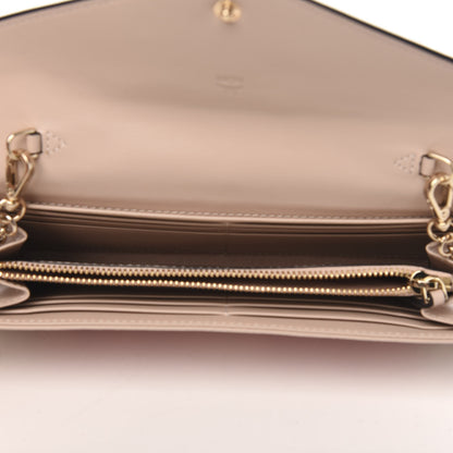 MCM Calfskin Visetos Monogram Love Letter Color Block Wallet On Chain Pink Beige 5 of 10