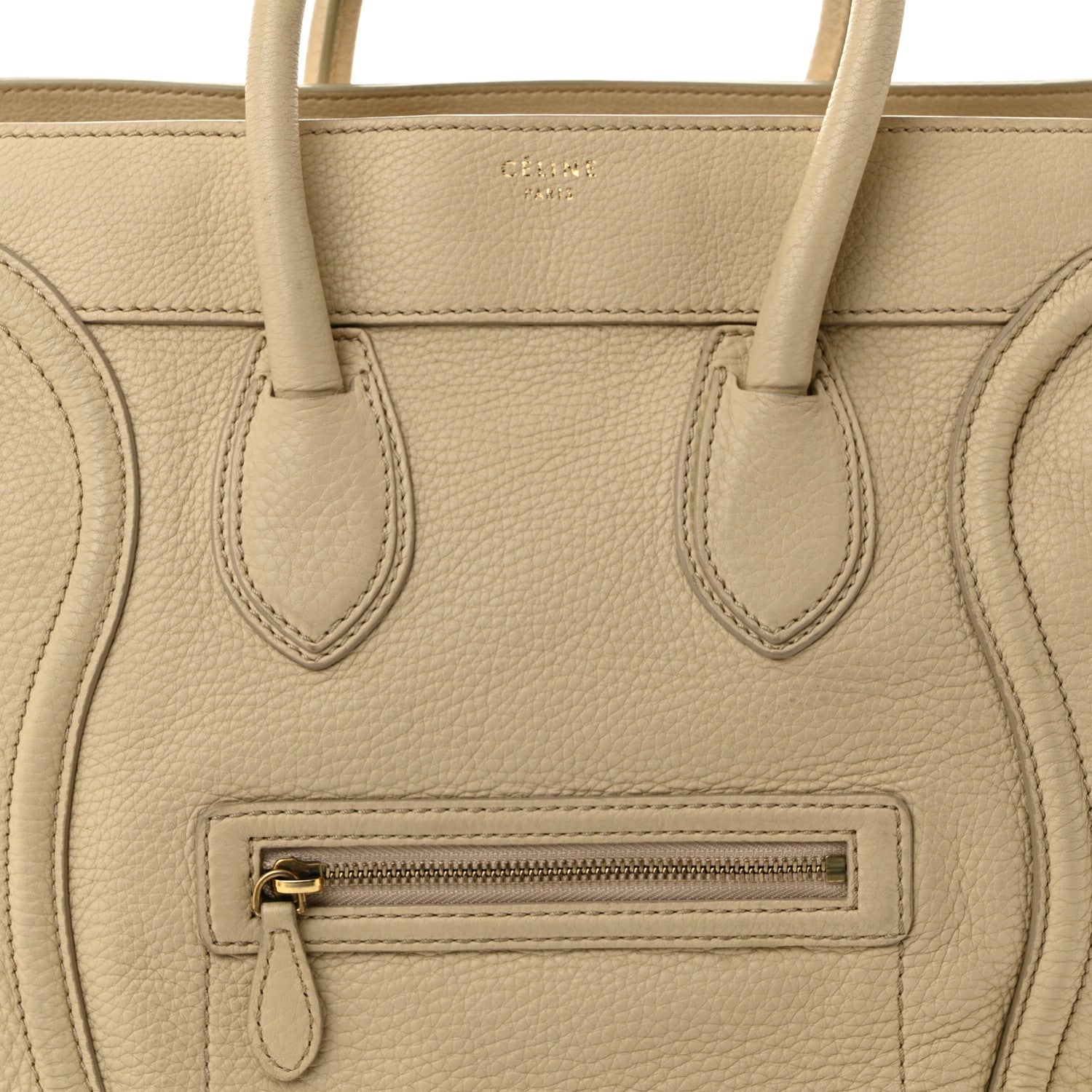 Celine Drummed Calfskin Mini Luggage Dune 9 of 14