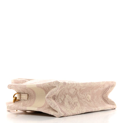 Christian Dior Canvas Embroidered Toile De Jouy Reverse Mini Book Tote With Strap Rose Multicolor 4 of 10
