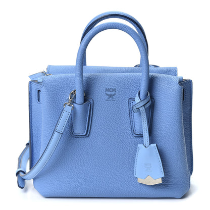 MCM Grained Calfskin Mini Milla Tote Mediterranean Blue 1 of 7