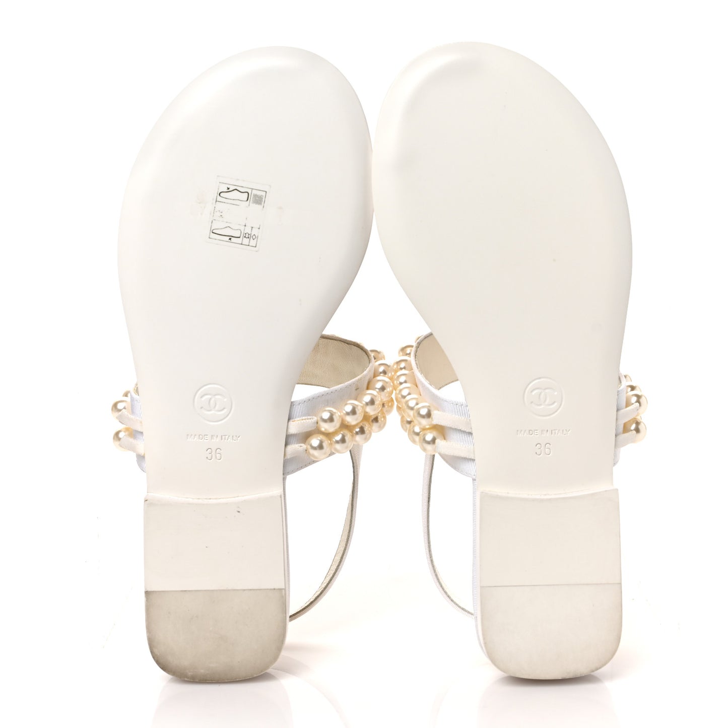 Grosgrain Pearl CC Sandals 36 White