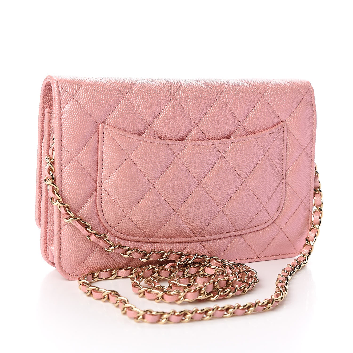 Chanel Iridescent Caviar Quilted Wallet on Chain WOC Rose Pink 3 of 12