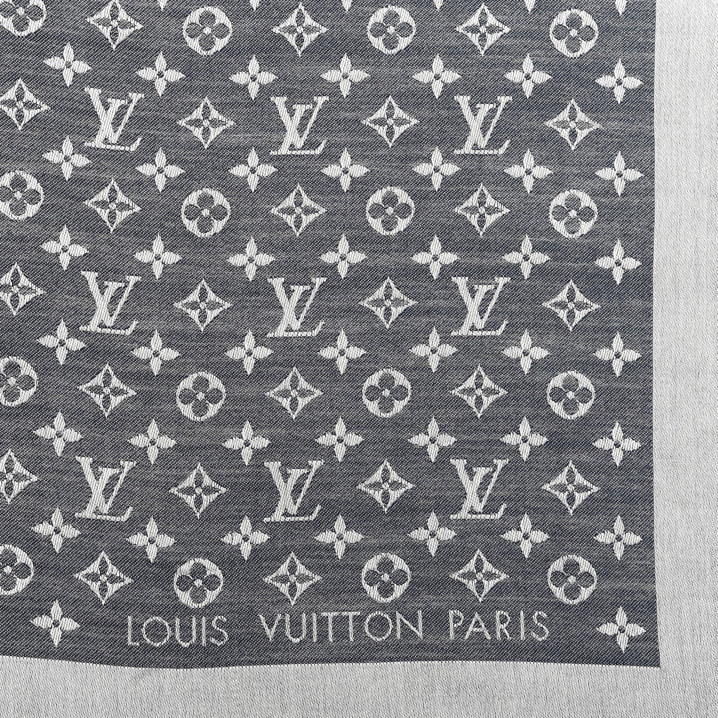 Silk Wool Monogram Denim Shawl Blue