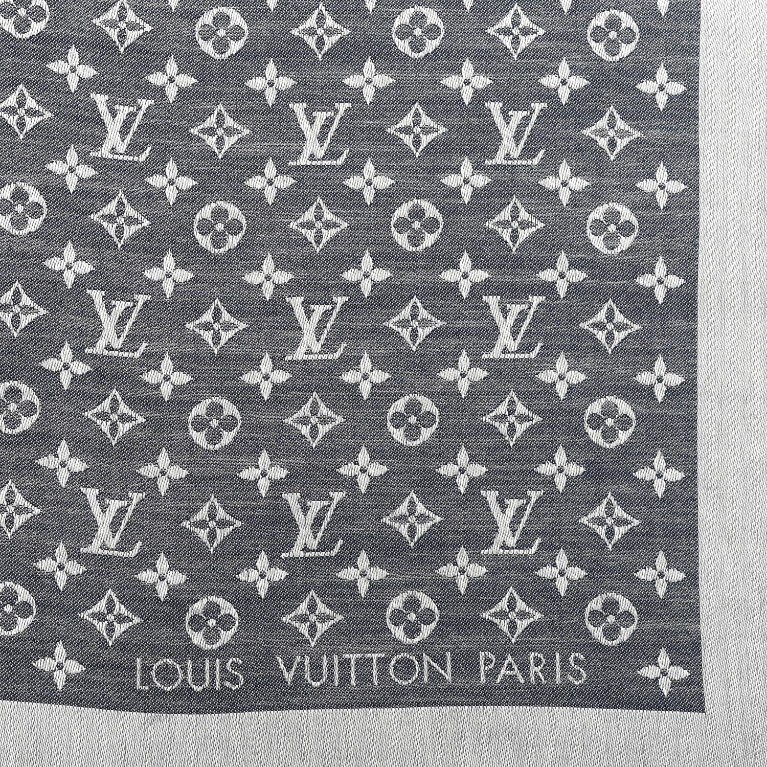 Louis Vuitton Silk Wool Monogram Denim Shawl Blue 2 of 3