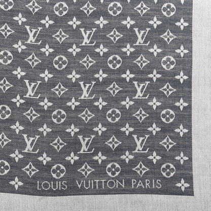 Louis Vuitton Silk Wool Monogram Denim Shawl Blue 2 of 3