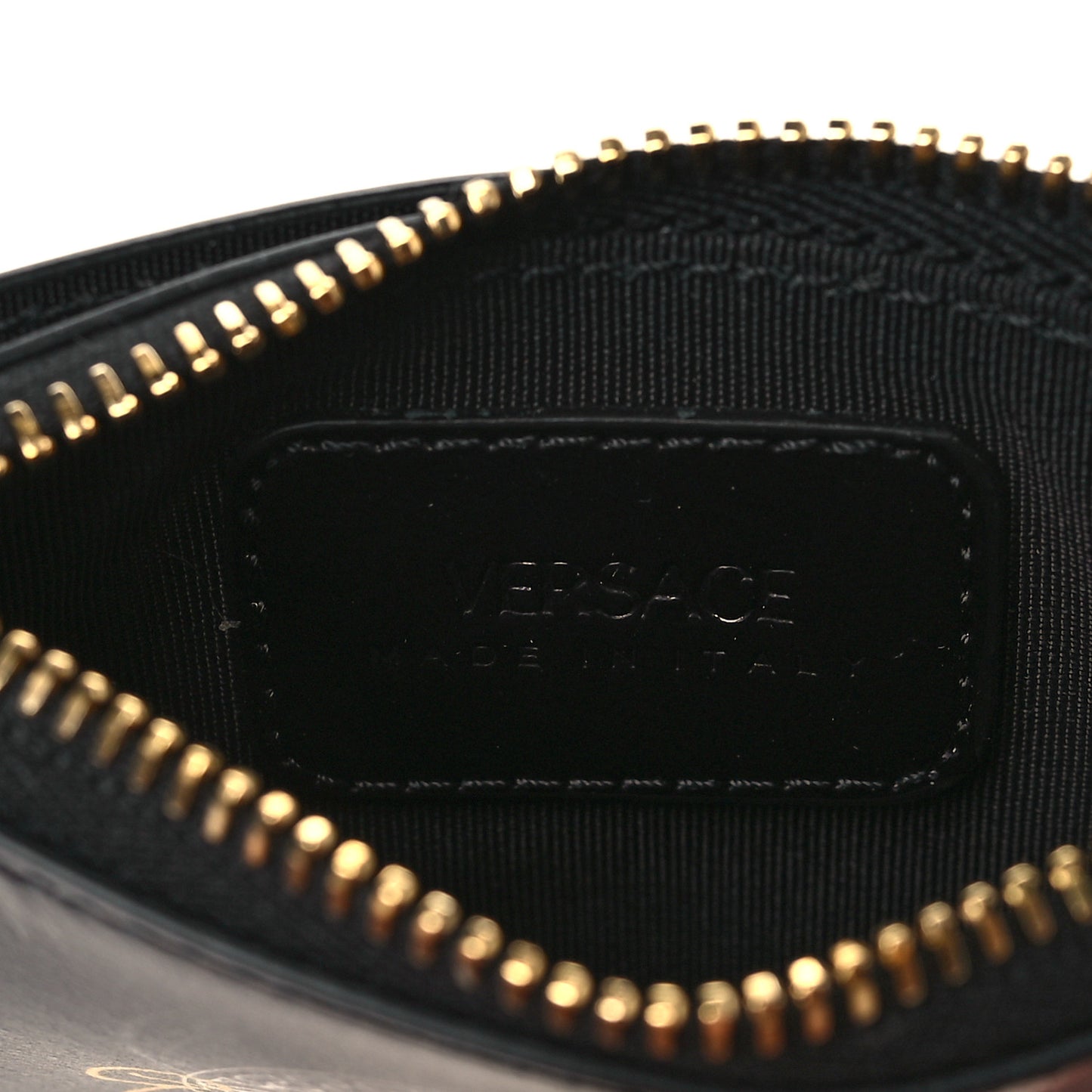 Calfskin Logo Medusa Lanyard Wallet Black