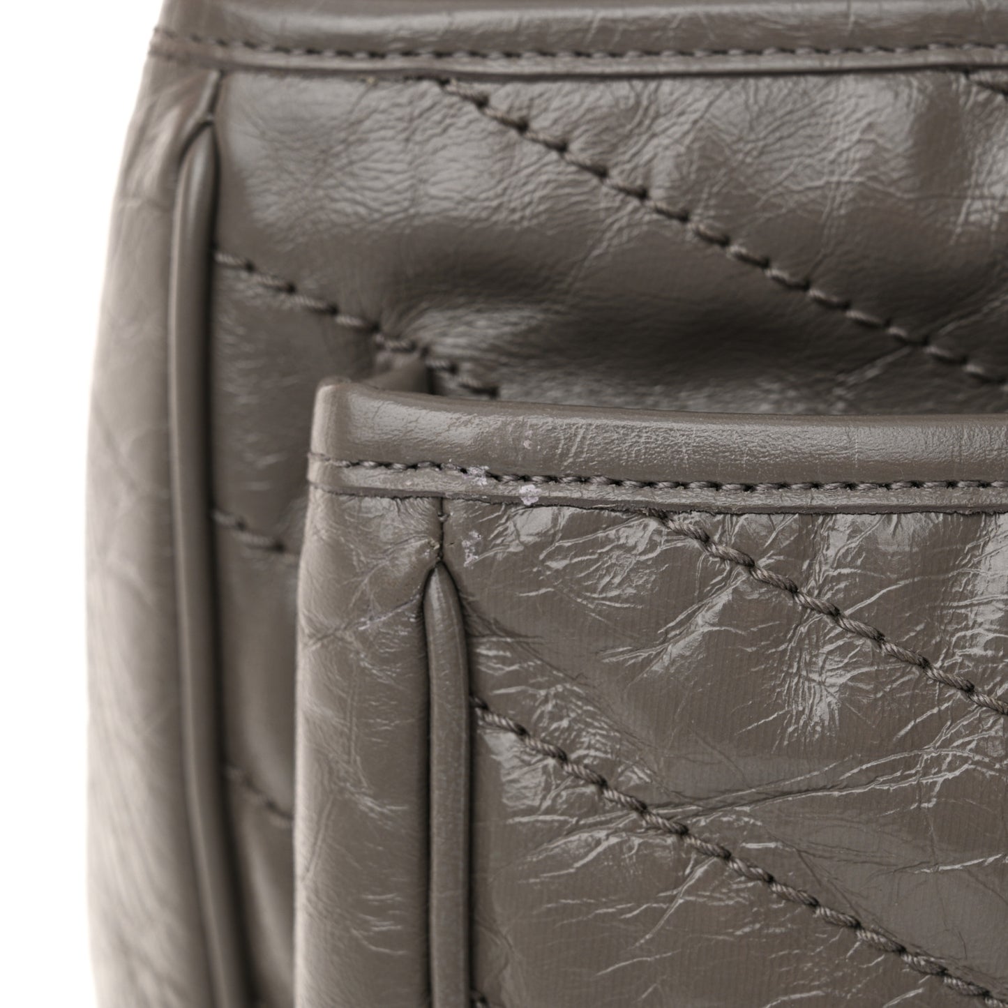 Crinkled Calfskin Matelasse Monogram Medium Niki Chain Satchel Light Gray