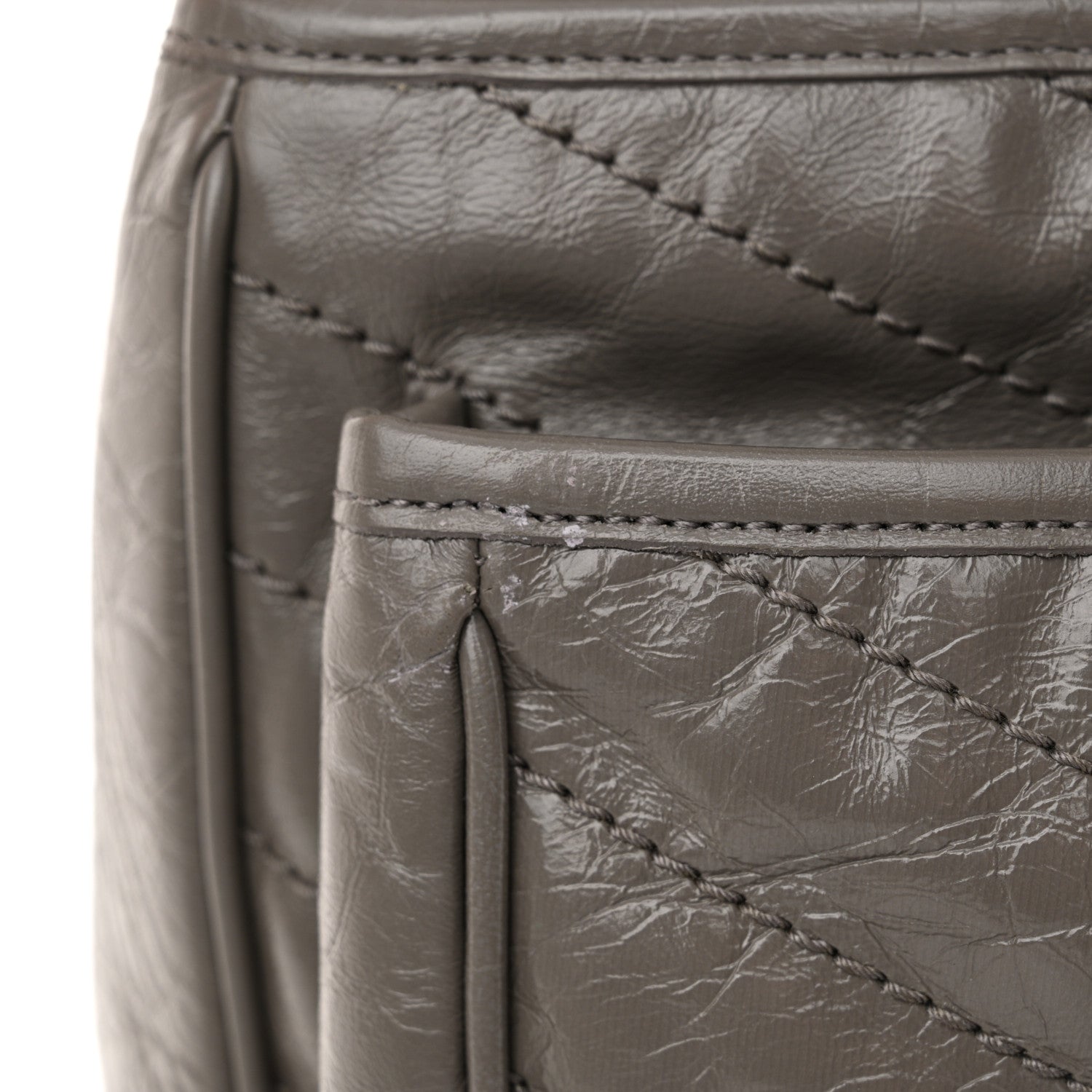 Saint Laurent Crinkled Calfskin Matelasse Monogram Medium Niki Chain Satchel Light Gray 13 of 14
