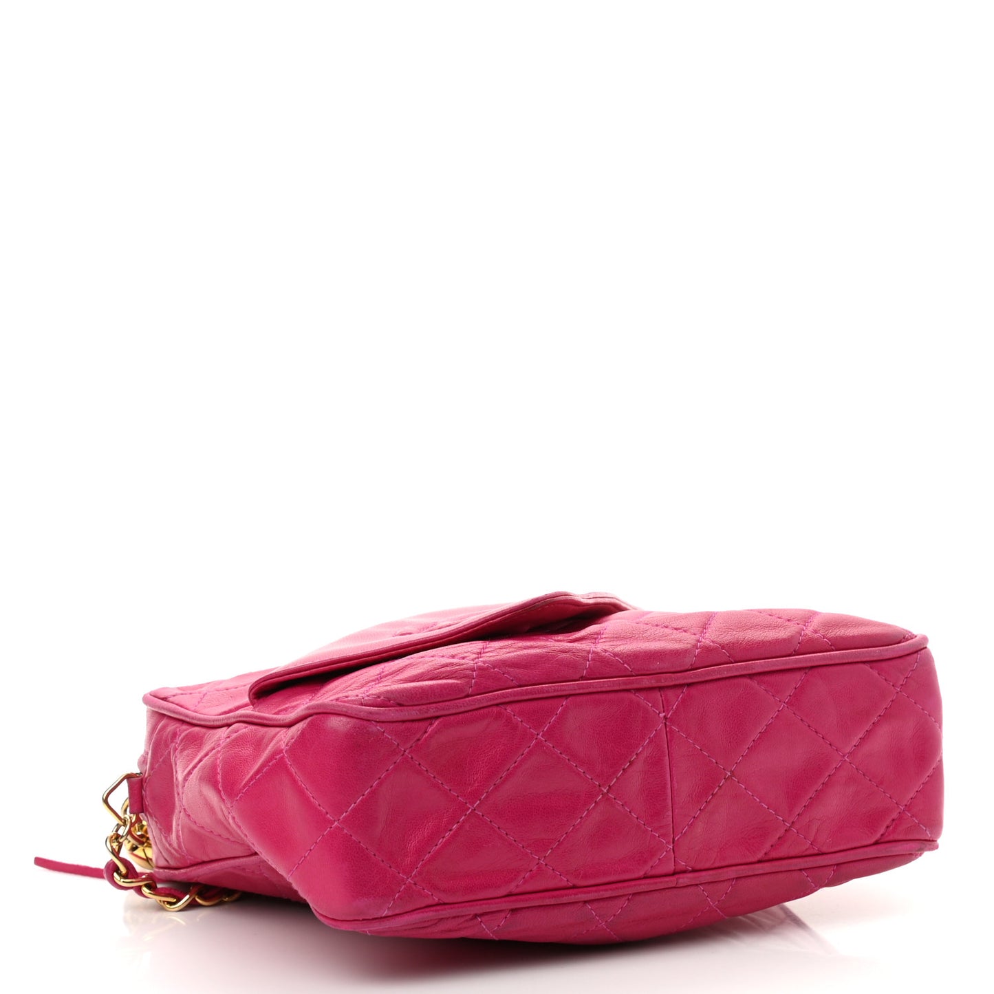 Lambskin Quilted Flap Tassel Camera Case Fuchsia