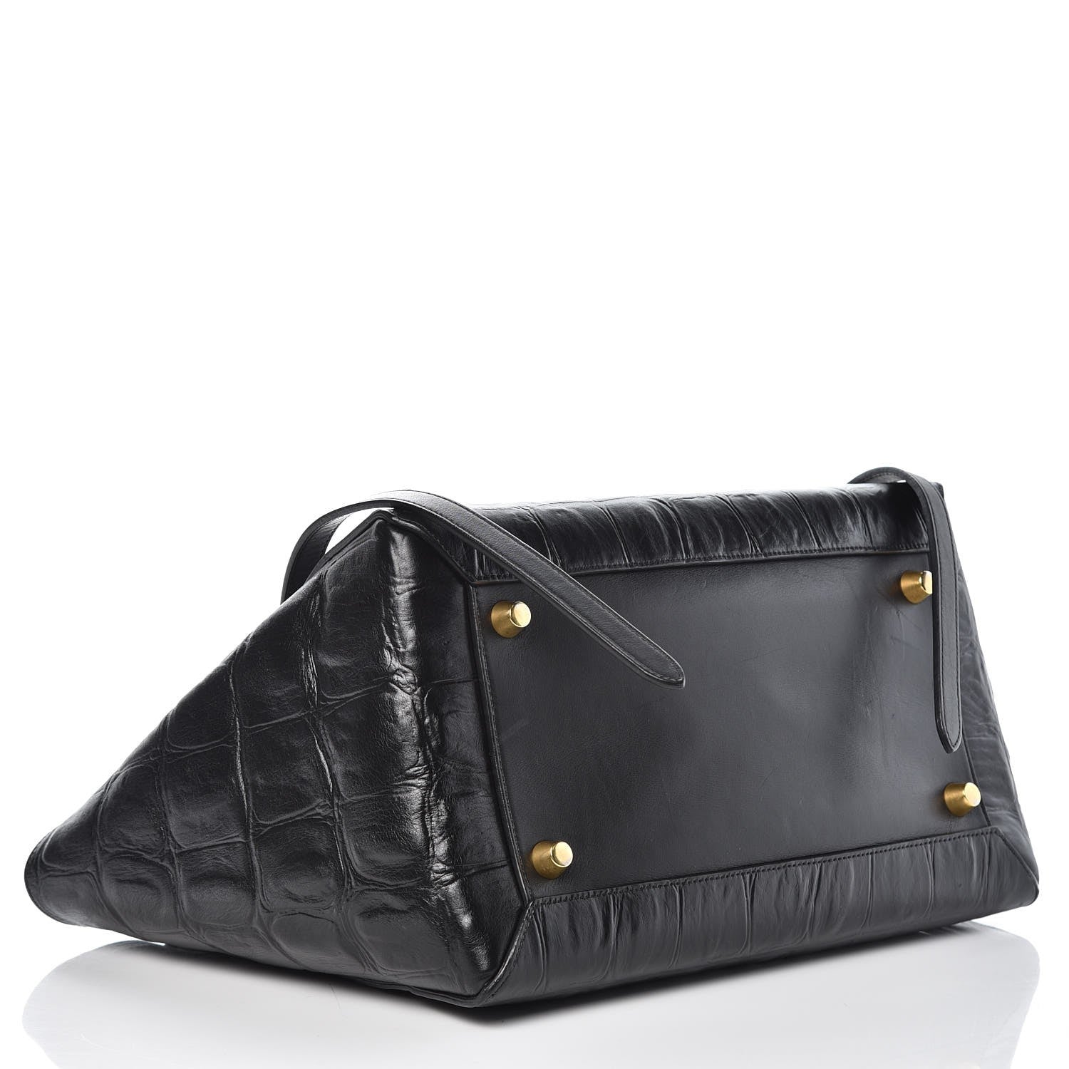Celine Calfskin Crocodile Embossed Small Belt Bag Black 4 of 8
