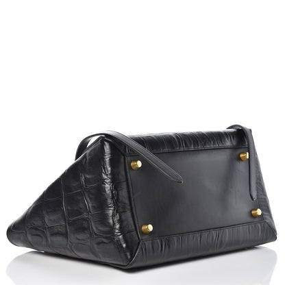 Celine Calfskin Crocodile Embossed Small Belt Bag Black 4 of 8