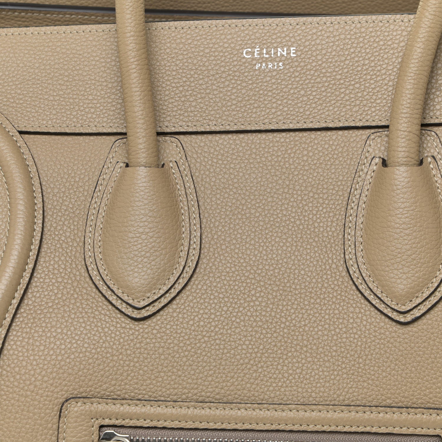 Celine Drummed Calfskin Mini Luggage Taupe 7 of 13
