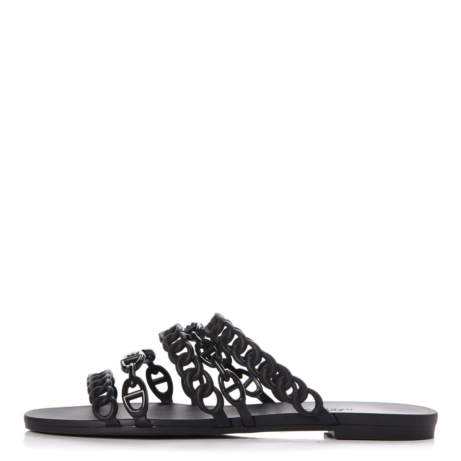Hermes Rubber Chaine d'Ancre Nude Sandals 40 Black 1 of 7