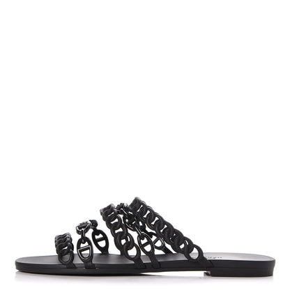 Hermes Rubber Chaine d'Ancre Nude Sandals 40 Black 1 of 7