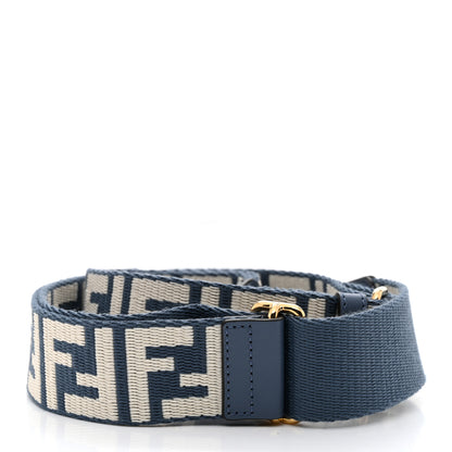 Fendi Jacquard Ribbon Vitello King FF Bi-Color Intreccio Adjustable Strap You Avio Latte 2 of 4