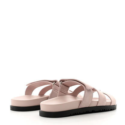 Hermes Suede Goatskin Womens Chypre Sandals 38 Rose Porcelaine 4 of 9