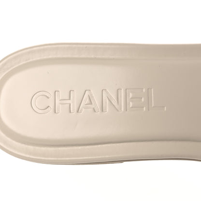 Chanel Calfskin Patent Calfskin Logo Mules 36 Beige 9 of 10