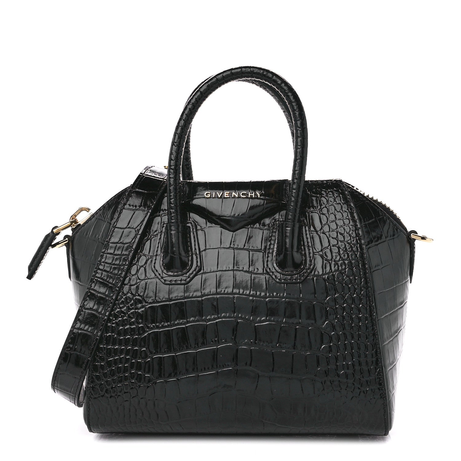 Givenchy Calfskin Crocodile Embossed Mini Antigona Black 1 of 11