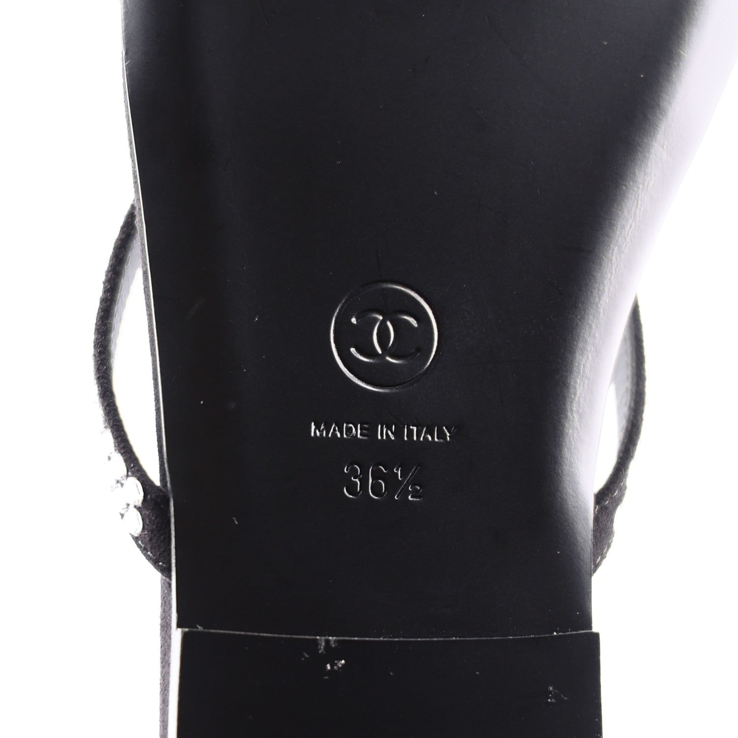 Chanel Suede Kidskin Strass CC Thong Sandals 36.5 Black 8 of 9