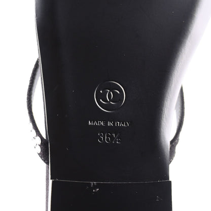 Chanel Suede Kidskin Strass CC Thong Sandals 36.5 Black 8 of 9