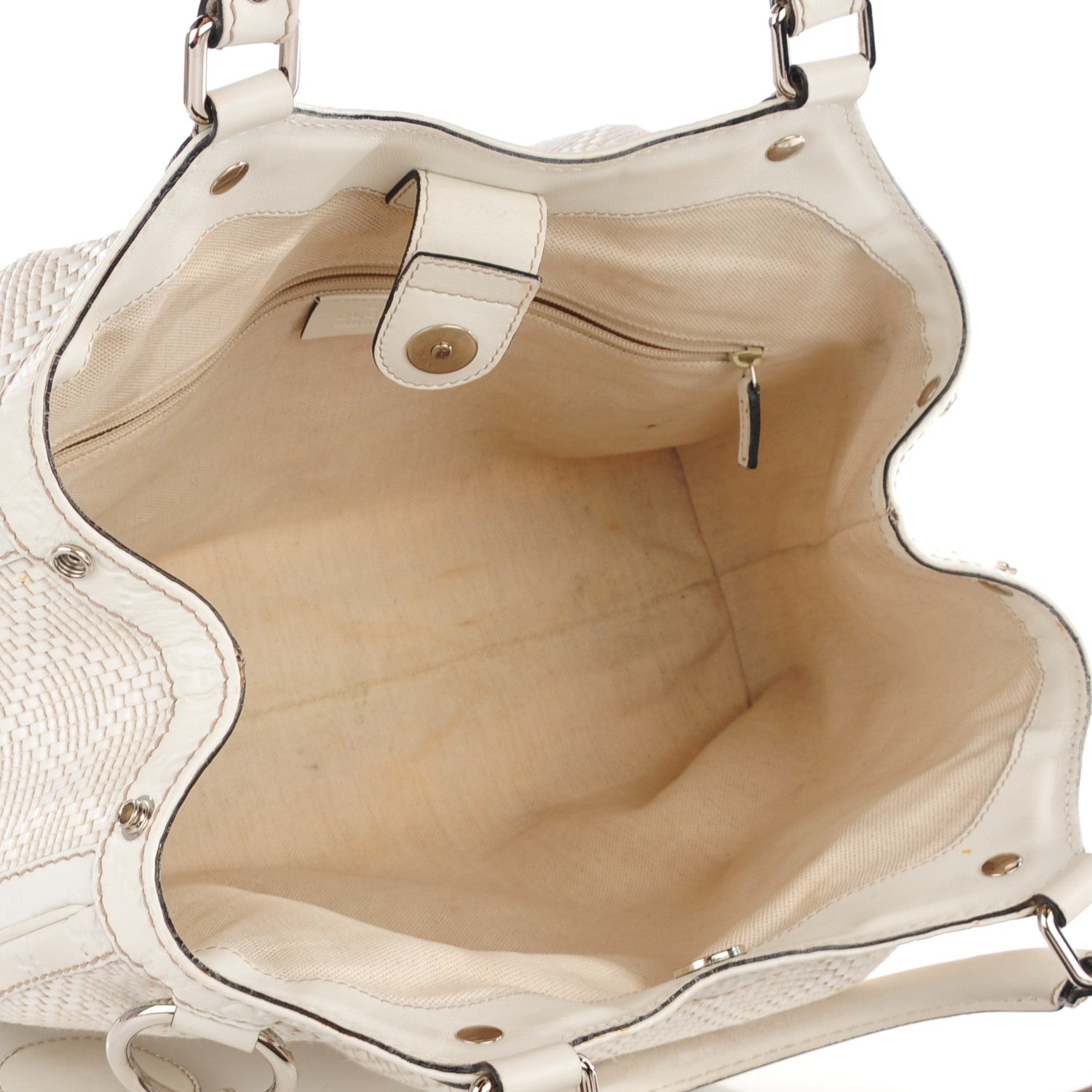 Gucci Woven Raffia Diamante Medium Sukey Tote White 6 of 10