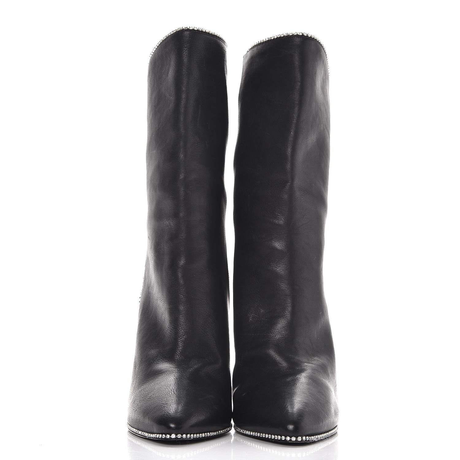 Gucci Calfskin Crystal Fosca Boots 39 Black 2 of 10