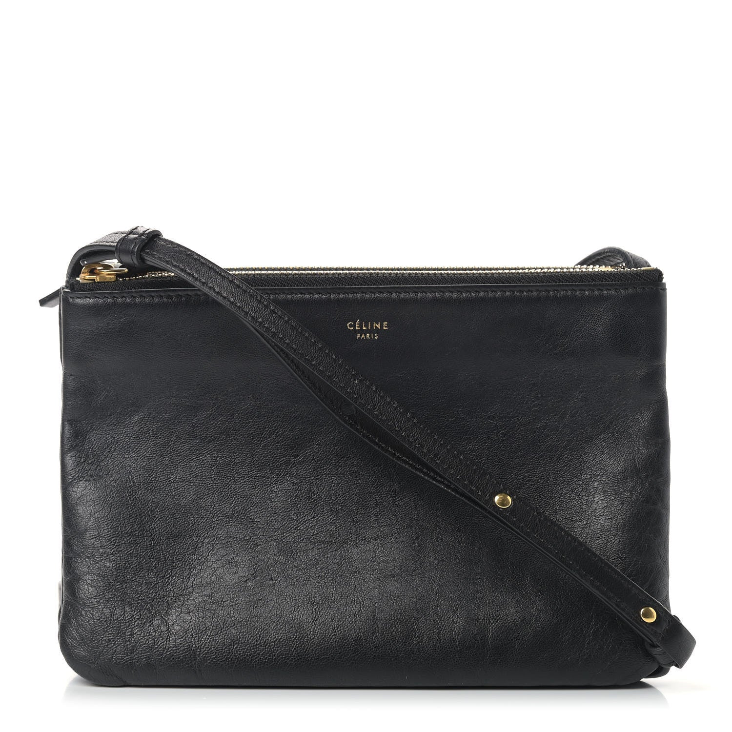 Celine Lambskin Small Trio Crossbody Bag Black 1 of 12