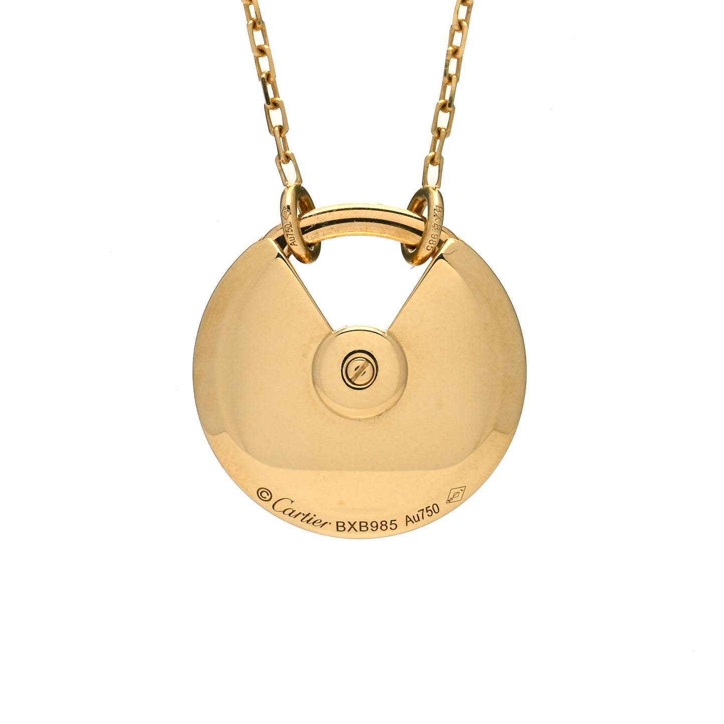 18K Yellow Gold Diamond Mother of Pearl SM Amulette de Cartier Pendant Necklace
