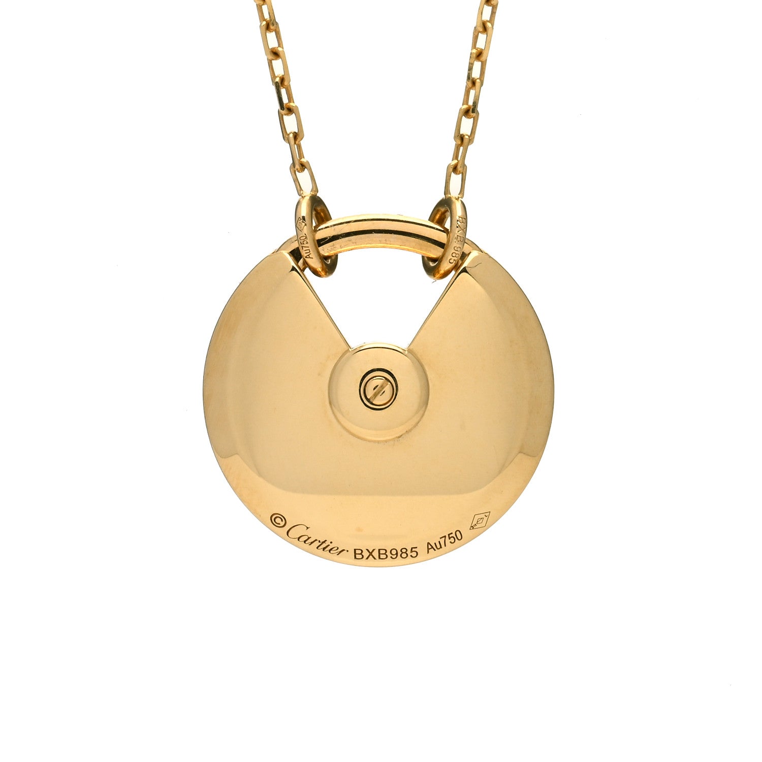 Cartier 18K Yellow Gold Diamond Mother of Pearl SM Amulette de Cartier Pendant Necklace 3 of 3