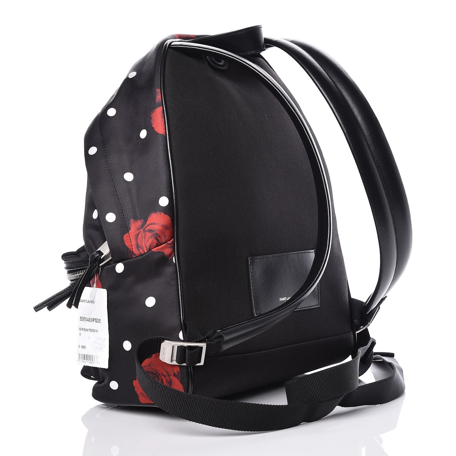 Saint Laurent Satin Rose Print Mini City Backpack Black 3 of 9