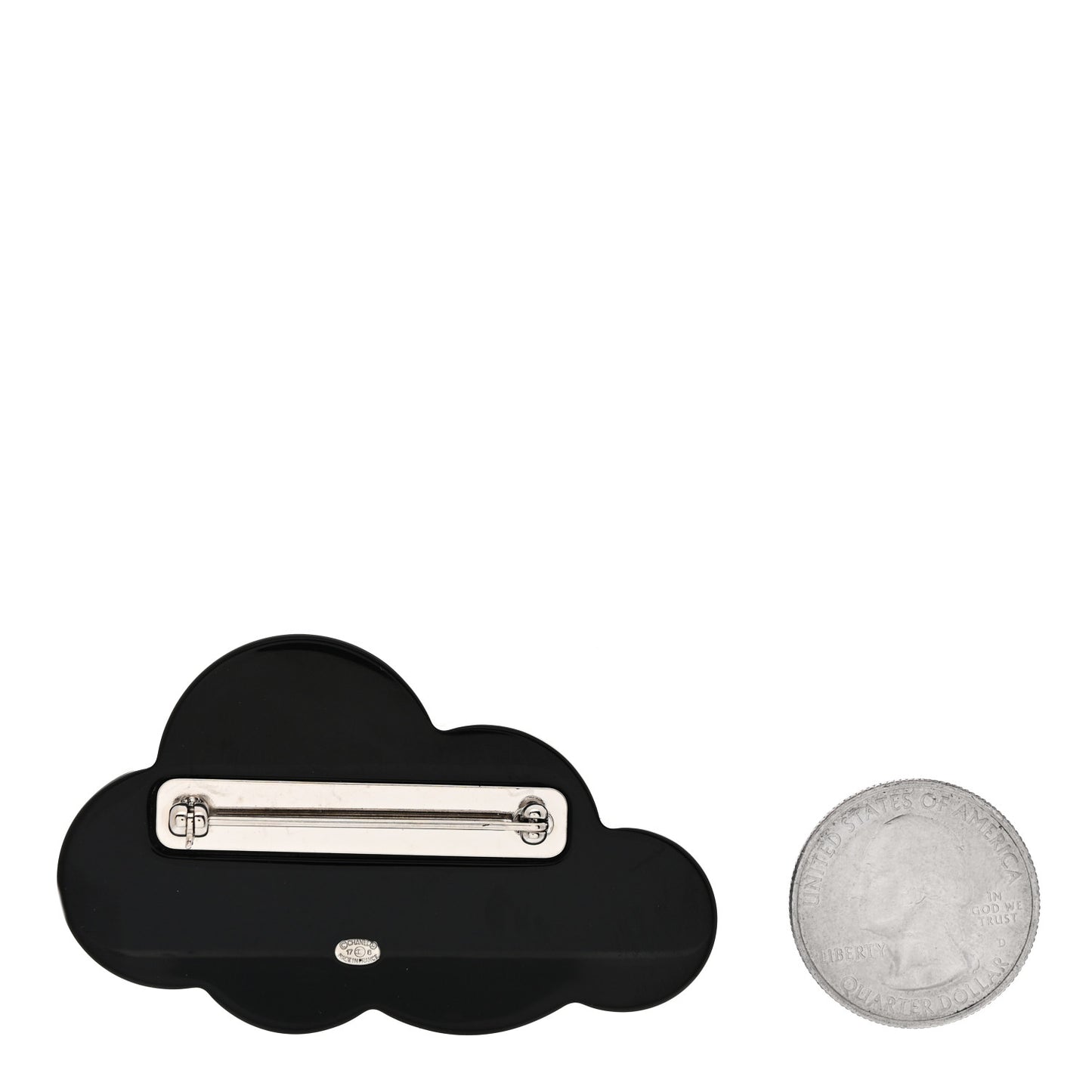 Glittered Resin Crystal Pearl CC Cloud Brooch Black Silver
