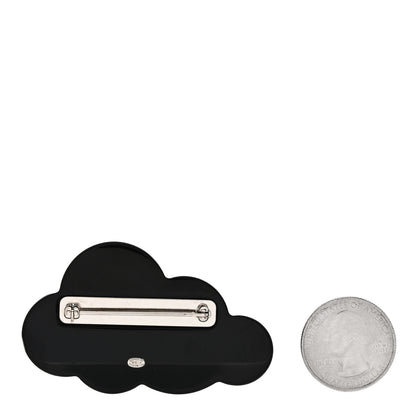 Chanel Glittered Resin Crystal Pearl CC Cloud Brooch Black Silver 2 of 4