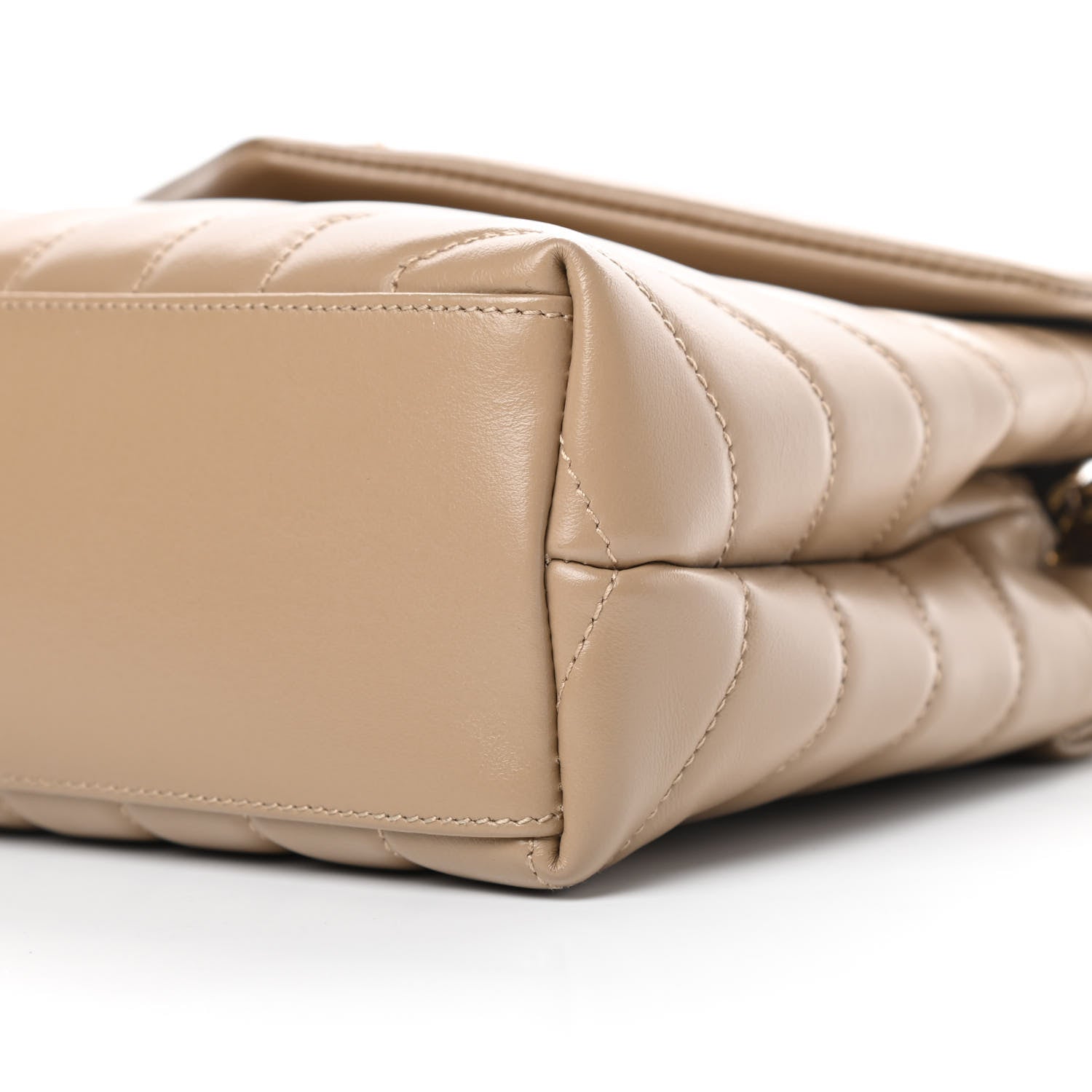 Saint Laurent Calfskin Y Quilted Monogram Small Loulou Chain Satchel Dark Beige 10 of 13