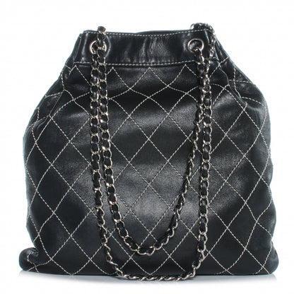 Chanel Lambskin Contrast Stitch Shoulder Bag Black 1 of 7
