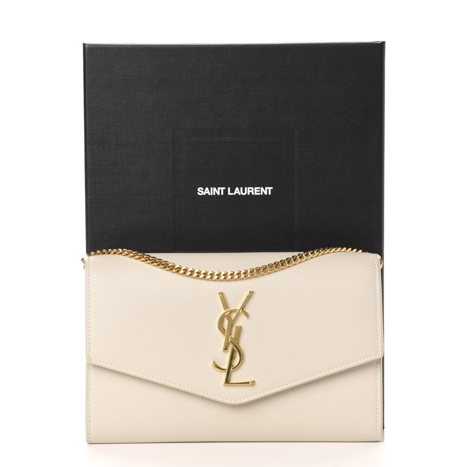 Saint Laurent Grain De Poudre Monogram Uptown Chain Wallet Dark Latte 15 of 15