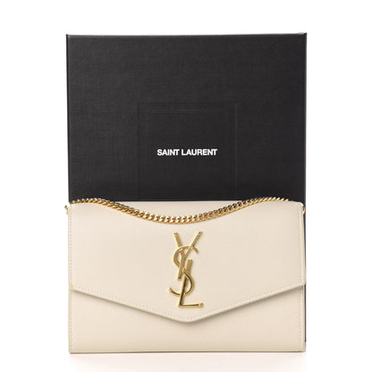 Saint Laurent Grain De Poudre Monogram Uptown Chain Wallet Dark Latte 15 of 15