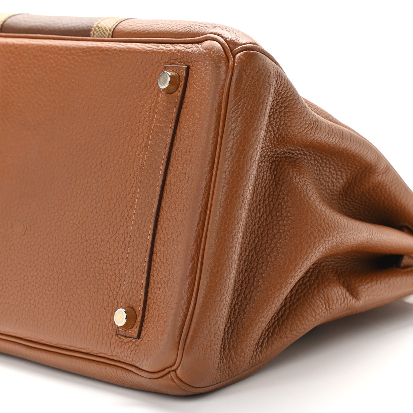 Taurillon Clemence Lizard Club Birkin 35 Gold Marron D'Inde