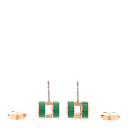 Hermes Gold Lacquered Mini Pop H Earrings Malachite 3 of 7