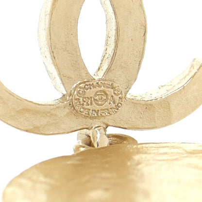 Chanel Crystal CC Medallion Drop Earrings Gold 4 of 5