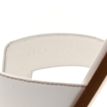 Hermes Box Calfskin Oran Sandals 37 White 8 of 9