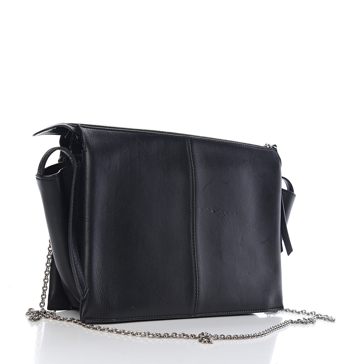 Celine Smooth Calfskin Tri-Fold Clutch on Chain Black 2 of 10