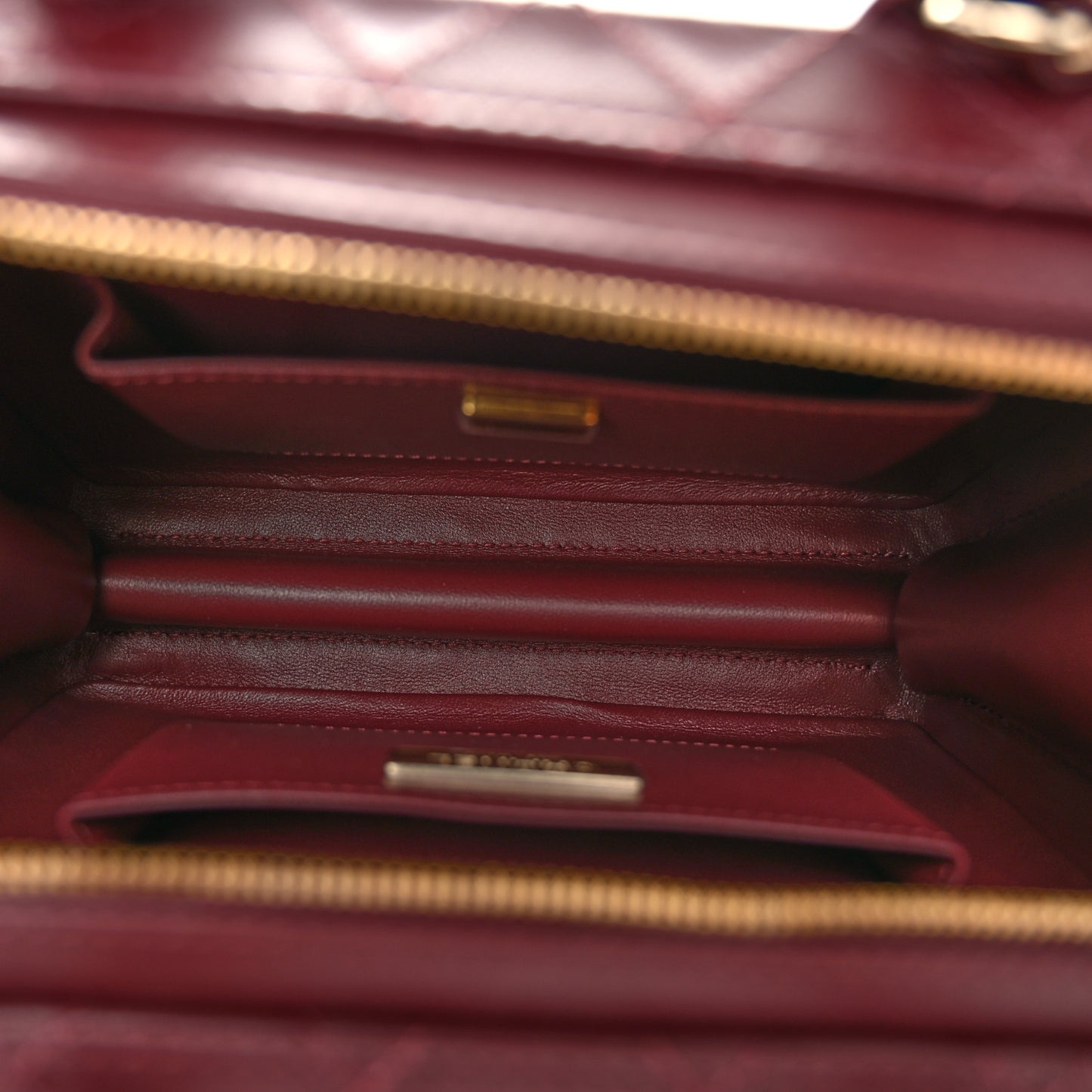 Calfskin Quilted Studded Square Vanity Case Burgundy